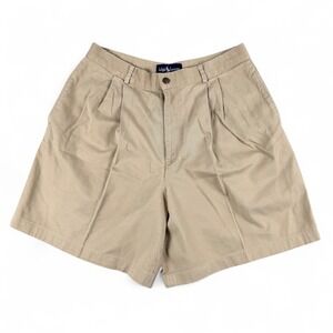 VTG Ralph Lauren Polo Sport Shorts Women 14 Khaki RL Pleated Front Chino Y2K 90s